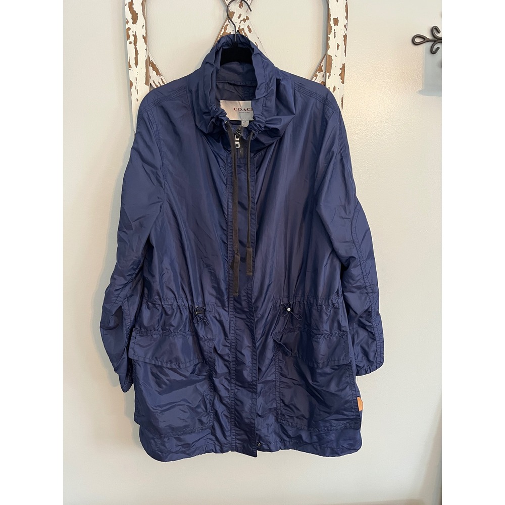 Coach Windbreaker‎ Anorak Nylon Navy Blue Size Medium EUC